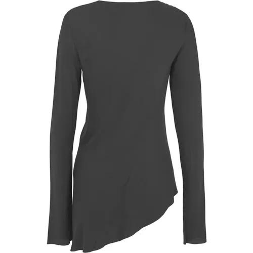 Silk Stretch Graphite Boatneck Top , female, Sizes: XL, L, S, M - Cortana - Modalova