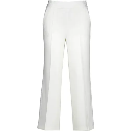 Offwhite Wide Leg Pants with Elegant Pressed Creases and Elastic Waistband , female, Sizes: XS, M, S - CAMBIO - Modalova