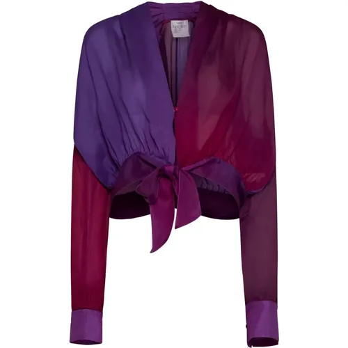 Silk Color-Block Panel Shirt , female, Sizes: M - Forte Forte - Modalova