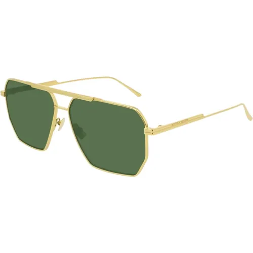 Unisex super light caravan gold green sunglasses , unisex, Sizes: 60 MM - Bottega Veneta - Modalova