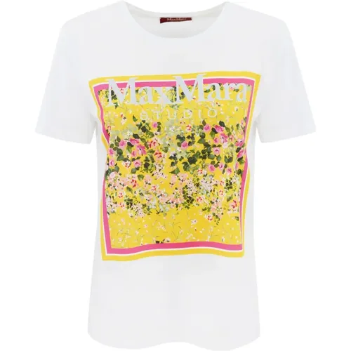 Baumwoll-Jersey Schaldruck T-Shirt - Max Mara Studio - Modalova