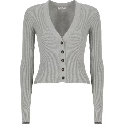 Sweaters Grey , female, Sizes: S, XS - BRUNELLO CUCINELLI - Modalova