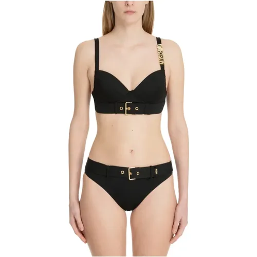 Plain Bikini Top with Belt Closure , female, Sizes: L - Moschino - Modalova