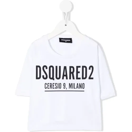 Mädchen Crewneck T-Shirt - Trendiges weißes Tee - Dsquared2 - Modalova