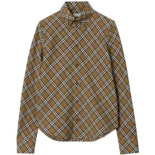 Plaid Khaki Shirt , female, Sizes: S, XS - Burberry - Modalova