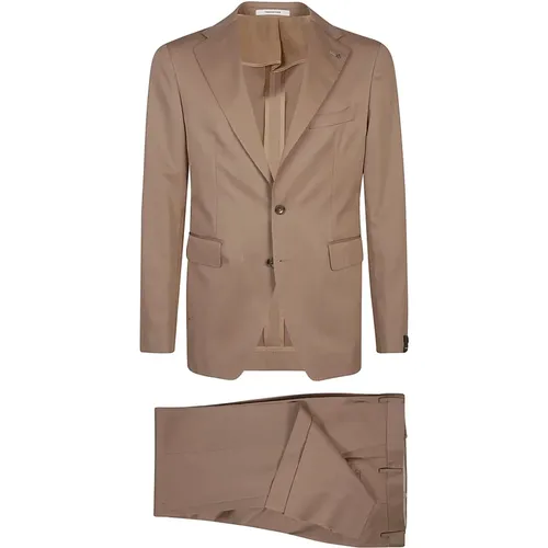 F1057 Fango Suit - Luxurious Blend of Cotton and Virgin Wool , male, Sizes: L - Tagliatore - Modalova