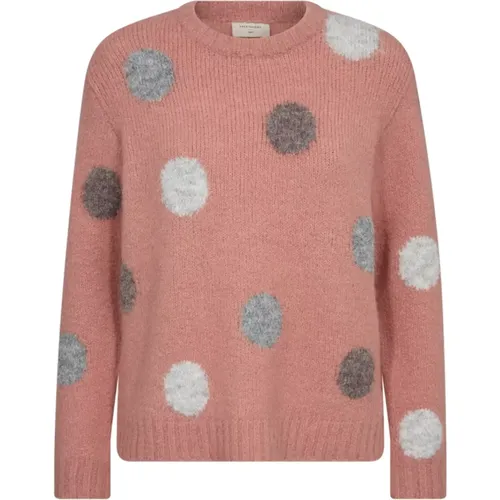 Gepunkteter rosa Pullover Must-Have , Damen, Größe: L - FREEQUENT - Modalova