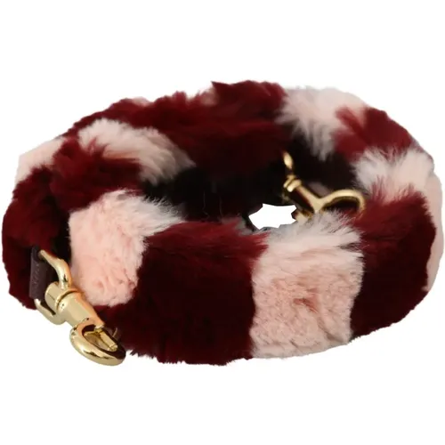 Luxury Bordeaux Pink Fur Shoulder Strap , female, Sizes: ONE SIZE - Dolce & Gabbana - Modalova