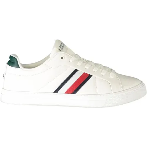 Sportlicher Ledersneaker mit grünen Akzenten , Herren, Größe: 41 EU - Tommy Hilfiger - Modalova