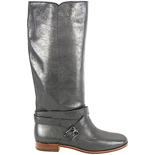 Grey Leather Metallic Buckle Boots , female, Sizes: 5 UK, 4 1/2 UK, 6 UK, 5 1/2 UK - Marc Jacobs - Modalova