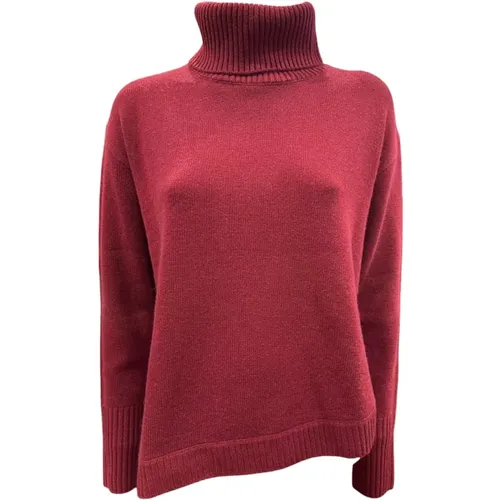 Merlot Rollkragenpullover Asymmetrisches Design , Damen, Größe: L - Odeeh - Modalova