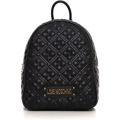 Quilted Zip Rucksack with Lettering Logo , female, Sizes: ONE SIZE - Love Moschino - Modalova