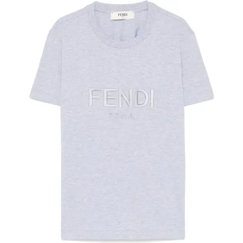 Baumwoll T-Shirt mit Logo , Damen, Größe: M - Fendi - Modalova