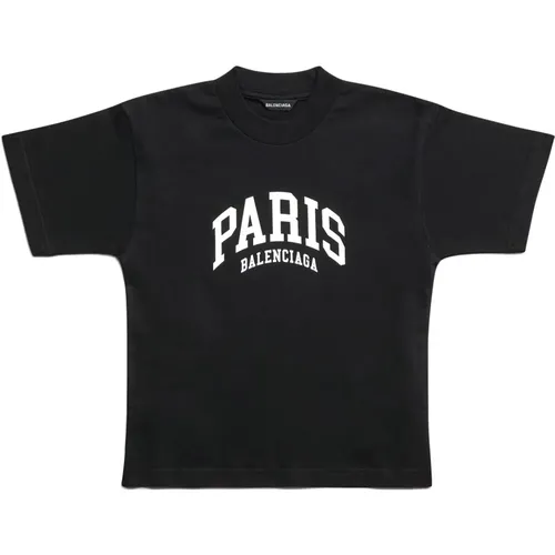Paris Schwarzes Baumwoll-T-Shirt - Balenciaga - Modalova