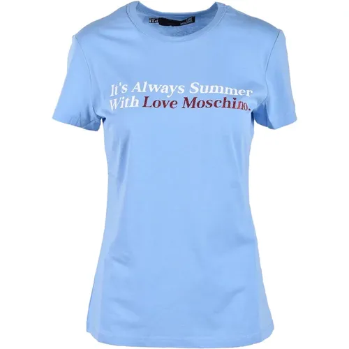 Sky T-Shirt for Women , female, Sizes: L, M - Love Moschino - Modalova