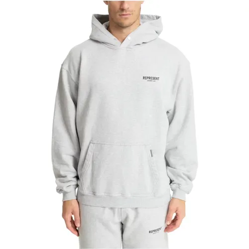 Gemusterte Logo Hoodie mit Snap-Button Verschluss - REPRESENT - Modalova