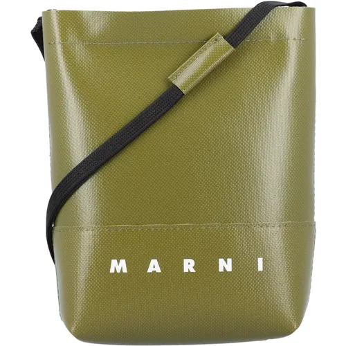 Tribeca Crossbody Tasche,Stilvolle Taschen für jeden Anlass,Grüne TPU Umhängetasche mit Logo-Druck - Marni - Modalova