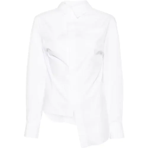 Weiße Popeline Asymmetrische Bluse , Damen, Größe: S - Sacai - Modalova