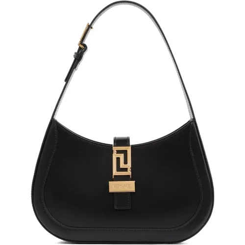 Schwarze Kleine Hobo-Handtasche aus Kalbsleder - Versace - Modalova