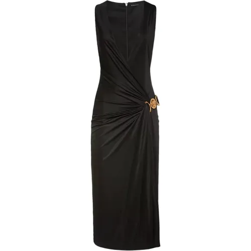 V-neckline Sleeveless Viscose Dress , female, Sizes: S, XS - Versace - Modalova