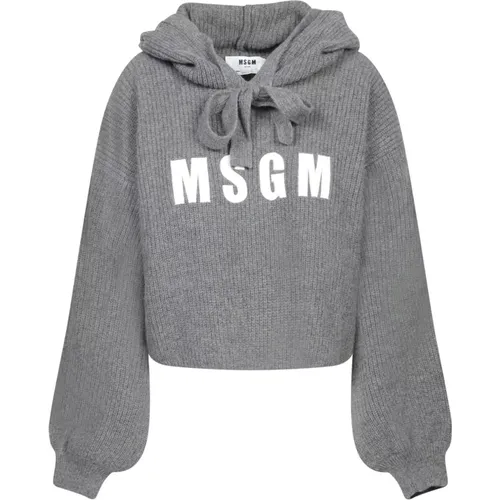 Schickes Graues Strickoberteil Aw24 , Damen, Größe: M - MSGM - Modalova