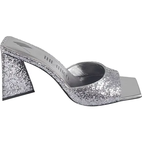 Grey Glittered Mules Sandals , female, Sizes: 5 1/2 UK, 8 UK, 4 1/2 UK - The Attico - Modalova