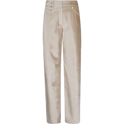 Luxurious Nude Velvet Trousers , female, Sizes: XS, S - BRUNELLO CUCINELLI - Modalova