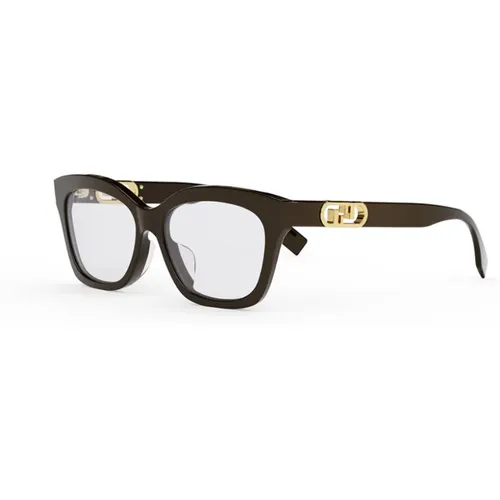 Square-shaped acetate sunglasses with gold FF logo , unisex, Sizes: ONE SIZE - Fendi - Modalova