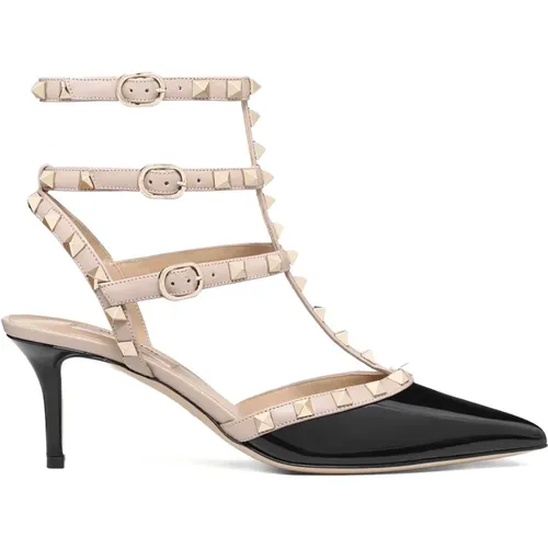 Schwarze Absätze mit Knöchelriemen,Studded Slingback Heels - Valentino Garavani - Modalova