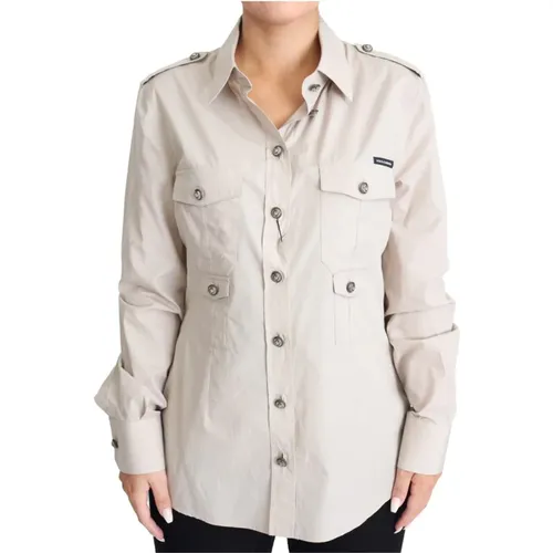 Safari Hemd mit Taschen , Damen, Größe: XL - Dolce & Gabbana - Modalova