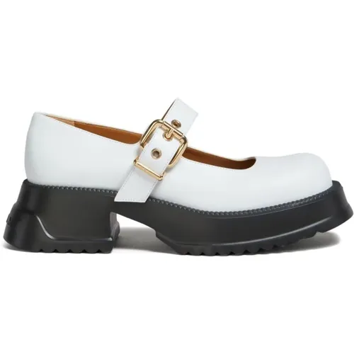 Leather Flat Shoes Round Toe , female, Sizes: 7 UK, 4 UK, 3 UK - Marni - Modalova