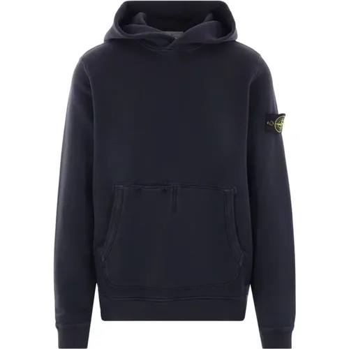 Blauer Kapuzenpullover aus Baumwolljersey - Stone Island - Modalova