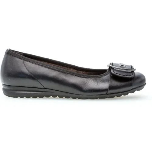 Schwarze Leder Slip-On Ballerinas , Damen, Größe: 35 1/2 EU - Gabor - Modalova