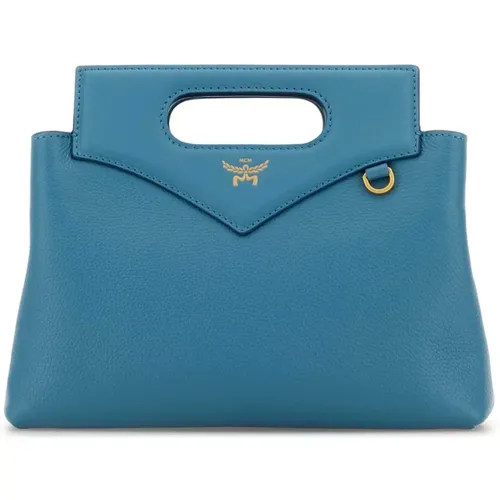 Soft Diamond Turquoise Leather Handbag , female, Sizes: ONE SIZE - MCM - Modalova