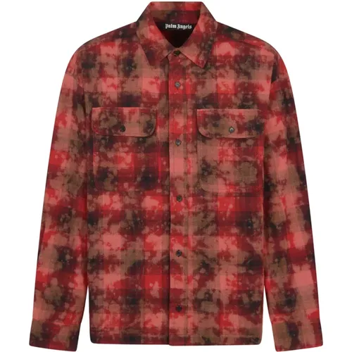 Curved Logo Check Shirt Must Buy , male, Sizes: M, L - Palm Angels - Modalova