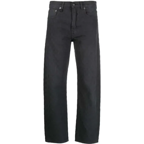 Gingham Jacquard Straight-Leg Jeans , female, Sizes: W25 - R13 - Modalova
