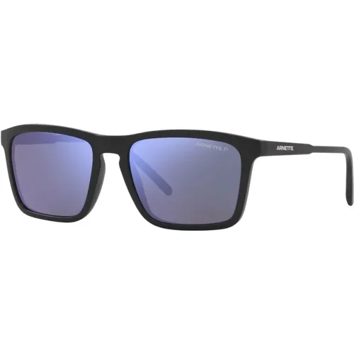 Matte Schwarze/Grau-Blaue Sonnenbrille , Herren, Größe: ONE Size - Arnette - Modalova