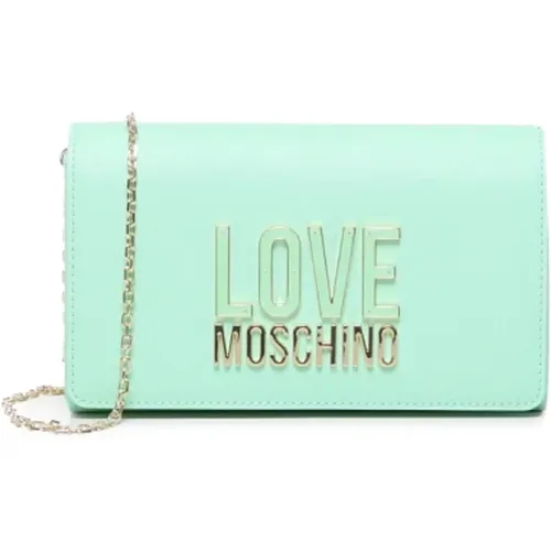 Grüne Mint Handtasche mit Magnetverschluss , Damen, Größe: ONE Size - Love Moschino - Modalova