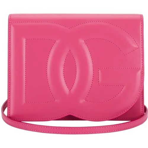 DG Logo Leather Shoulder Bag , female, Sizes: ONE SIZE - Dolce & Gabbana - Modalova
