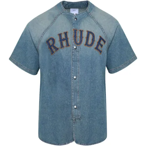 Denim Baseball Shirt , male, Sizes: XL - Rhude - Modalova