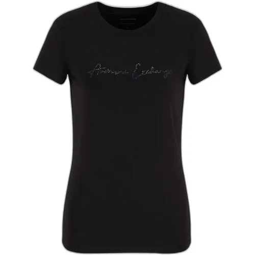 Short Sleeve Cotton Blend T-Shirt , female, Sizes: L, S, XS, M - Armani Exchange - Modalova