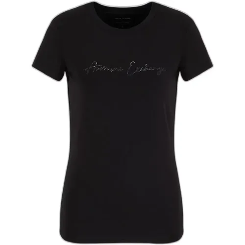 Short Sleeve Cotton Blend T-Shirt , female, Sizes: L, XL, S, XS, M - Armani Exchange - Modalova