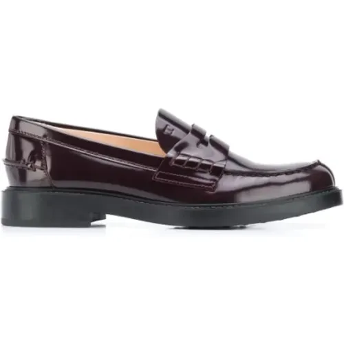 Rote Leder Penny Loafers , Damen, Größe: 36 1/2 EU - TOD'S - Modalova