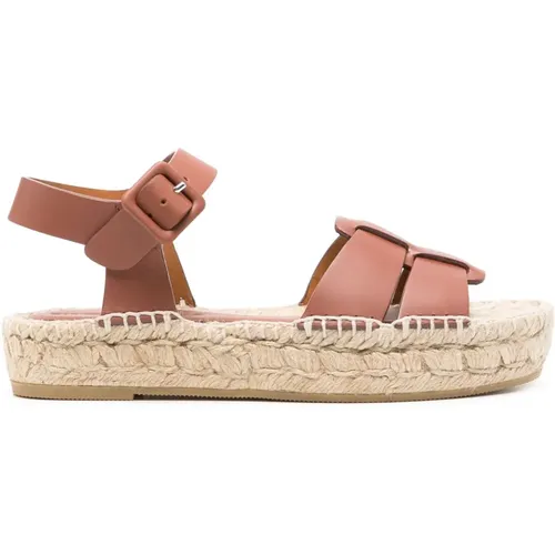 Leather Sandals with Raffia Platform , female, Sizes: 4 UK, 3 UK, 6 UK - Paloma Barceló - Modalova