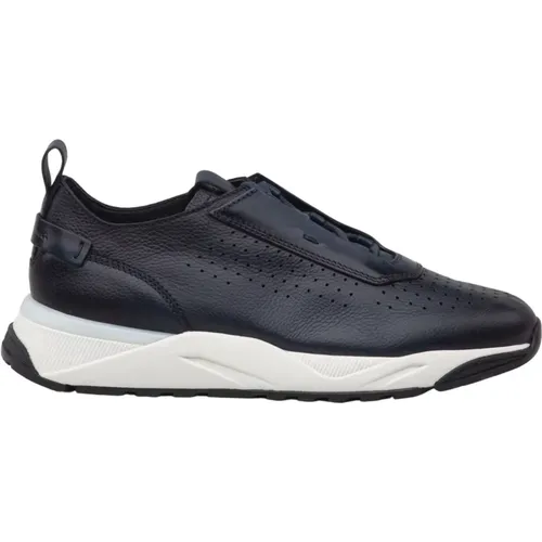 Handcrafted Perforated Leather Sneakers , male, Sizes: 8 1/2 UK - Santoni - Modalova