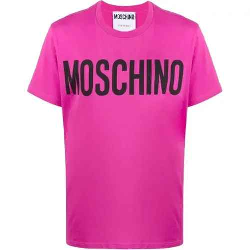Lila Baumwoll T-Shirt für Männer , Herren, Größe: S - Moschino - Modalova