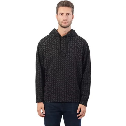 Schwarzer Strickpullover mit Kapuze , Herren, Größe: M - Armani Exchange - Modalova