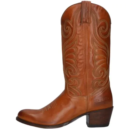 Cowboy-inspirierte Lederstiefel mit Flammenmuster , Damen, Größe: 35 EU - Sendra - Modalova