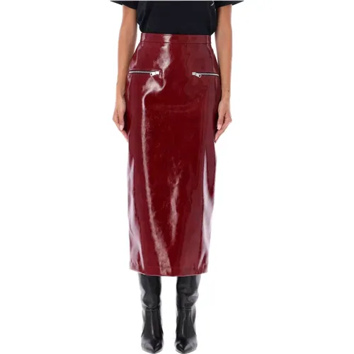 Bordeaux Patent Leather Midi Skirt , female, Sizes: XS, S - Msgm - Modalova