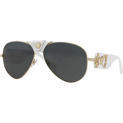 Gold White/Dark Grey Sunglasses,Gold Black/Dark Grey Sunglasses - Versace - Modalova